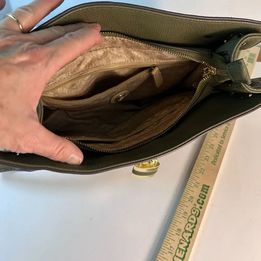 Charming Charlie NWOT Olive Pebble Faux Leather Structured Satchel Bag